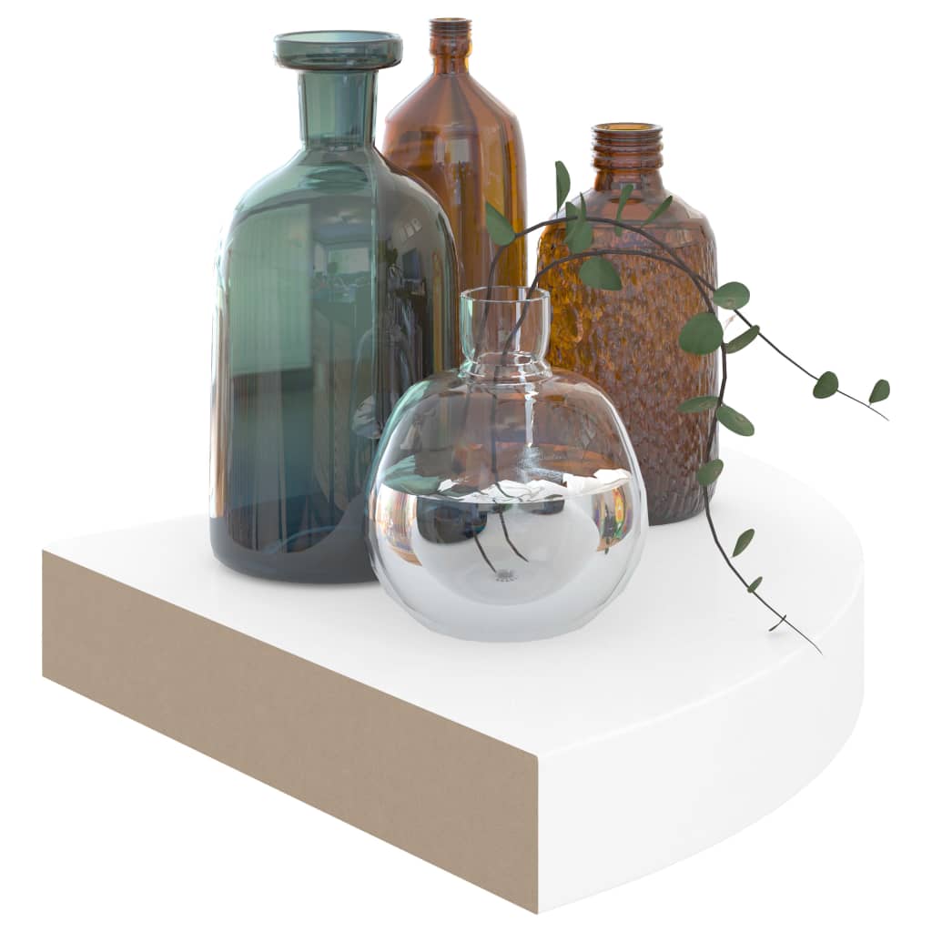 Scaffali Angolari a Parete 4 pz Bianco Lucido 25x25x3,8 cm MDF cod mxl 33359