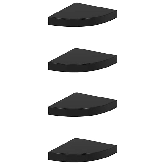 323891  Floating Corner Shelves 4 pcs High Gloss Black 25x25x3,8 cm MDF 323891