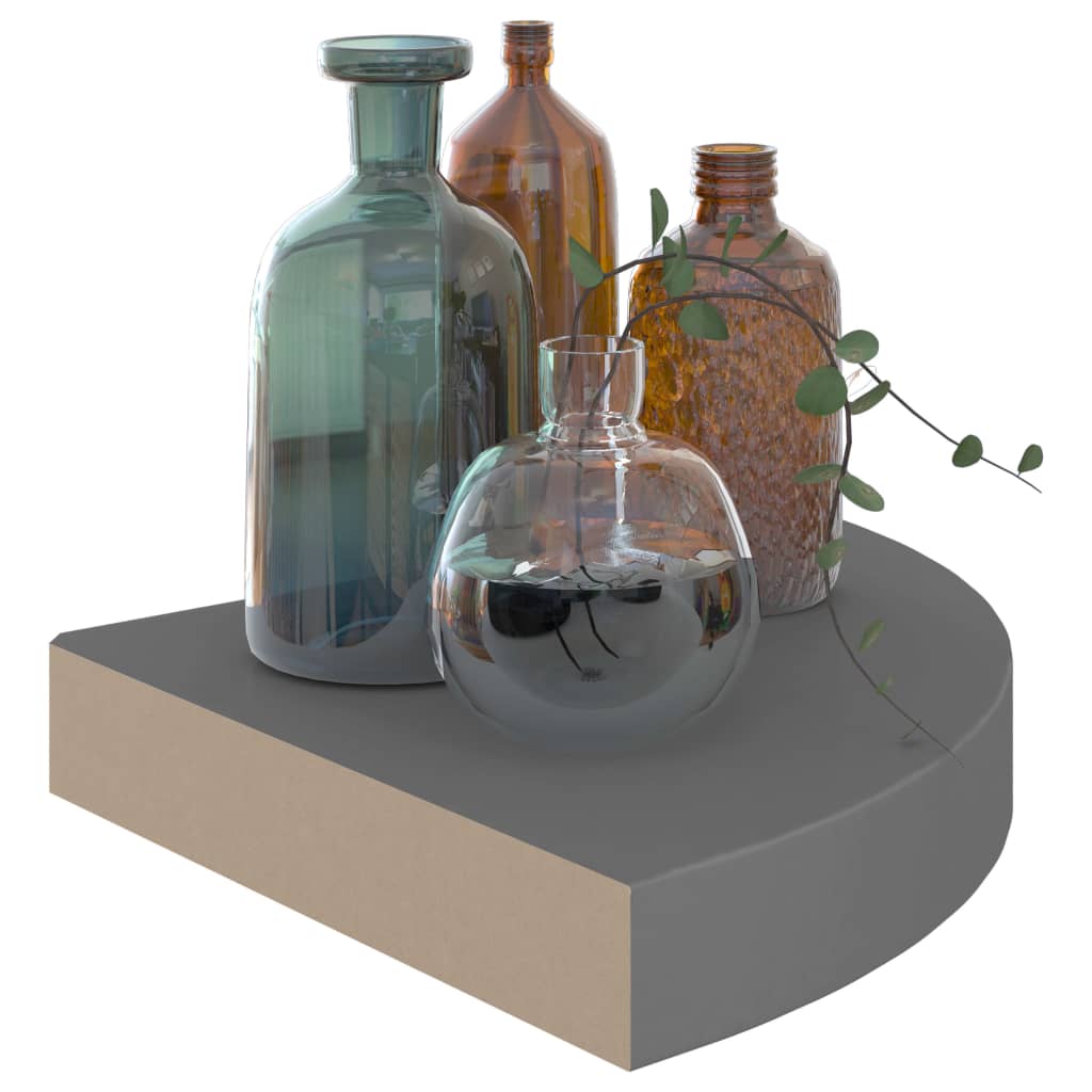 Scaffali Angolari a Parete 2 pz Grigio Lucido 25x25x3,8 cm MDF cod mxl 32833