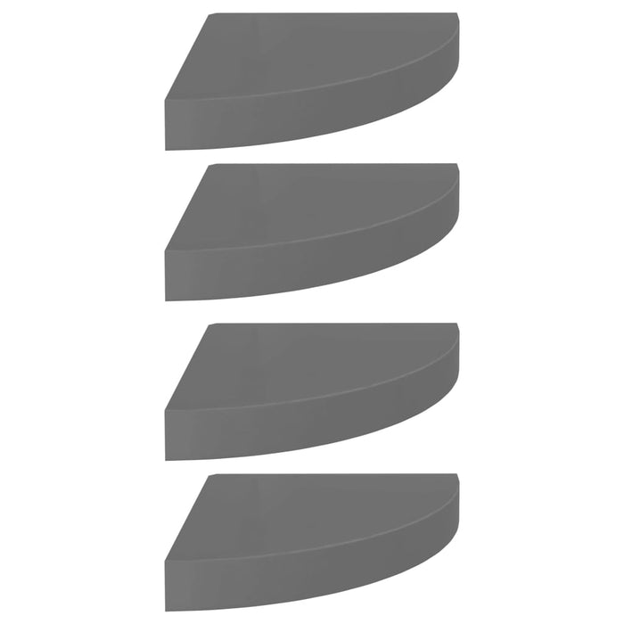 Scaffali Angolari a Parete 4 pz Grigio Lucido 25x25x3,8 cm MDF cod mxl 33493