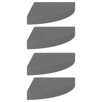 Scaffali Angolari a Parete 4 pz Grigio Lucido 25x25x3,8 cm MDF 323894