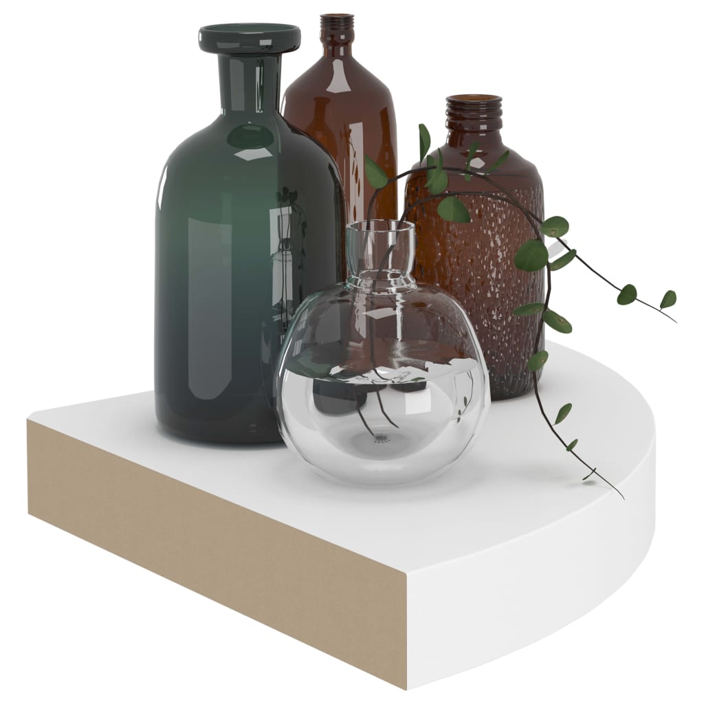 Scaffali Angolari a Parete 2 pz Bianchi 25x25x3,8 cm in MDF 323896