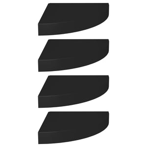 Scaffali Angolari a Parete 4 pz Neri 25x25x3,8 cm in MDF 323900