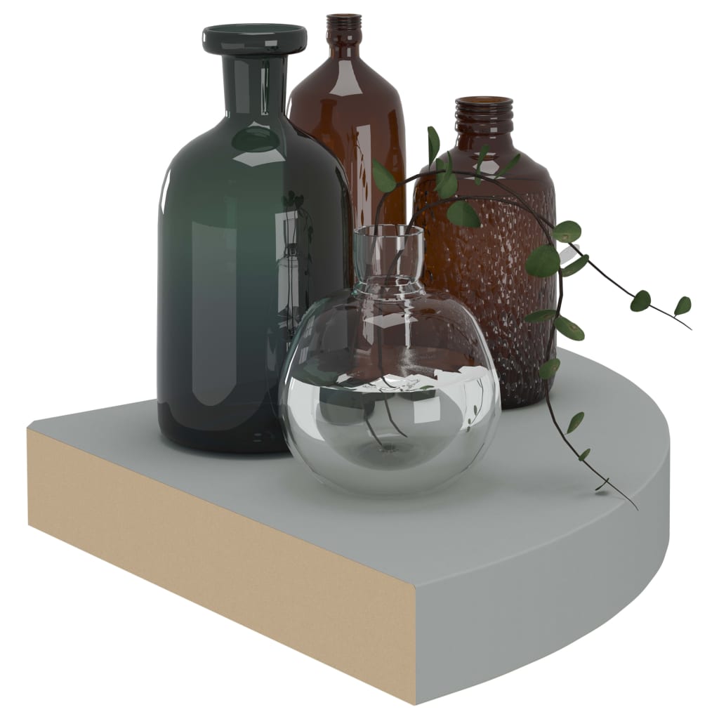 Scaffali Angolari a Parete 4 pz Grigi 25x25x3,8 cm MDF cod mxl 58402