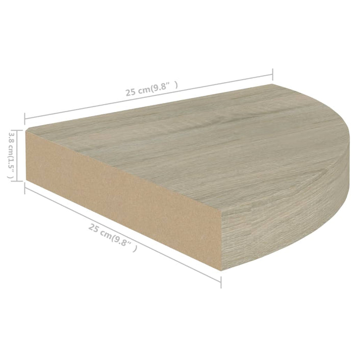 Scaffale Angolare a Parete Rovere 25x25x3,8 cm in MDF cod mxl 32948