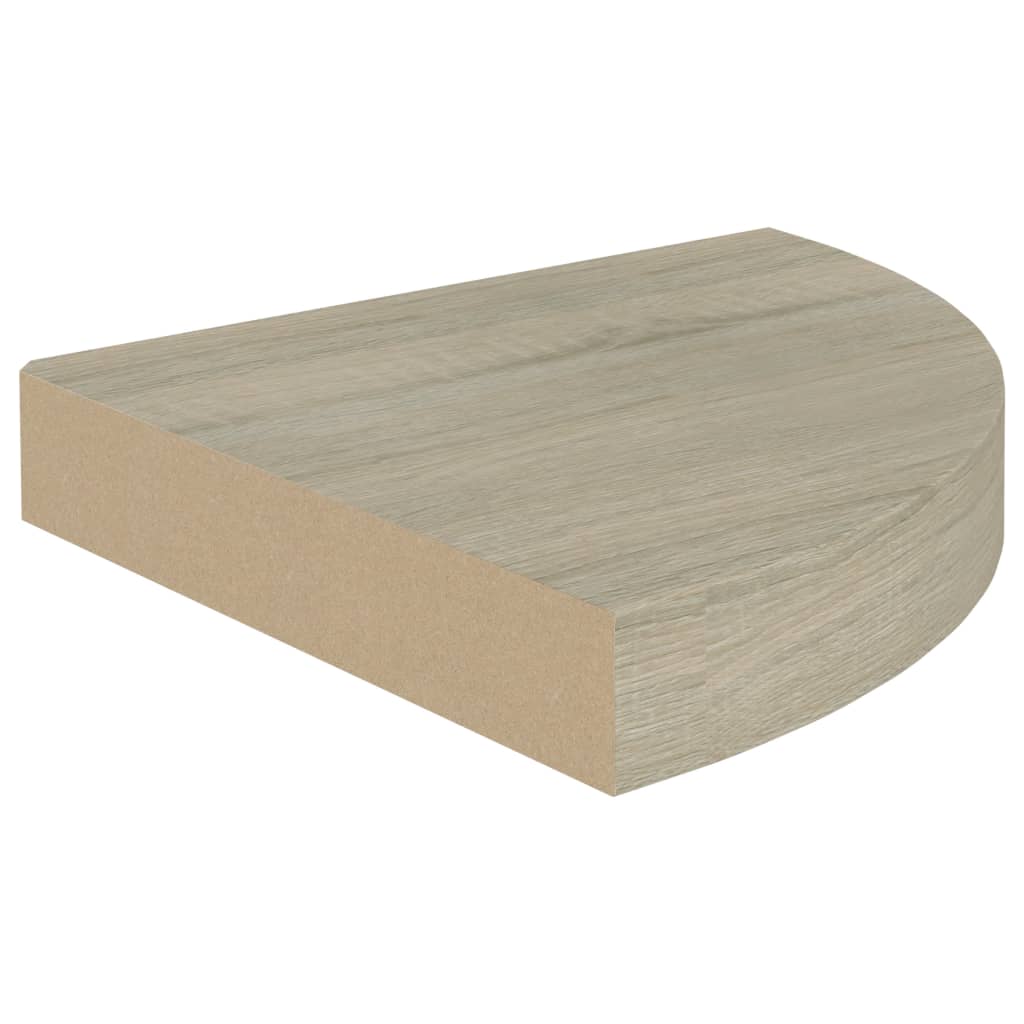 Scaffali Angolari a Parete 2 pz Rovere 25x25x3,8 cm in MDF 323905