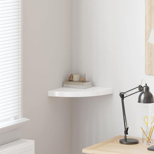 Scaffale Angolare a Parete Bianco Lucido 35x35x3,8 cm in MDF 323907