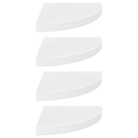 323909  Floating Corner Shelves 4 pcs High Gloss White 35x35x3,8 cm MDF 323909