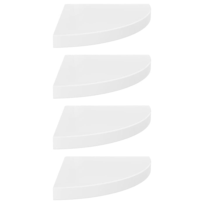 323909  Floating Corner Shelves 4 pcs High Gloss White 35x35x3,8 cm MDF 323909