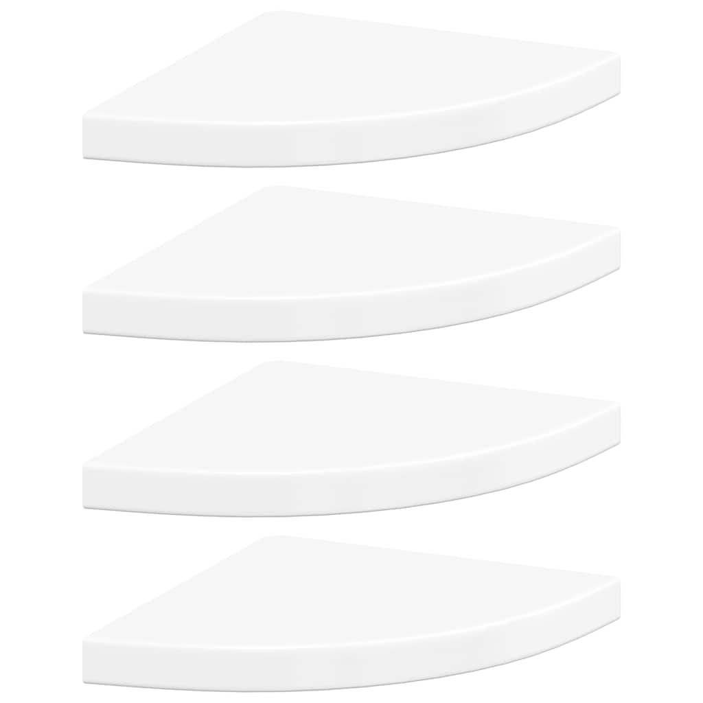 323909  Floating Corner Shelves 4 pcs High Gloss White 35x35x3,8 cm MDF 323909