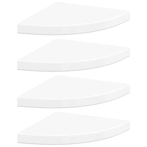323909  Floating Corner Shelves 4 pcs High Gloss White 35x35x3,8 cm MDF 323909