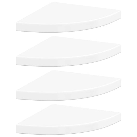 323909  Floating Corner Shelves 4 pcs High Gloss White 35x35x3,8 cm MDF 323909