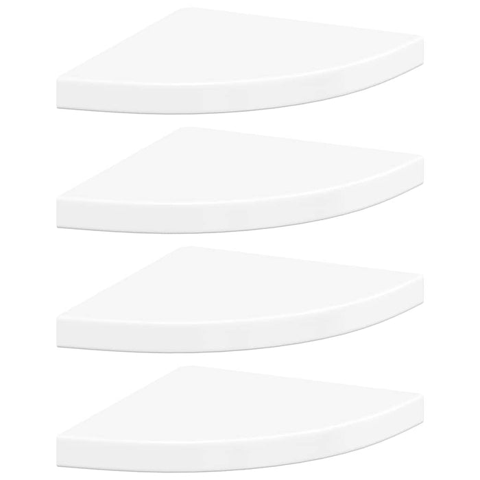 323909  Floating Corner Shelves 4 pcs High Gloss White 35x35x3,8 cm MDF 323909