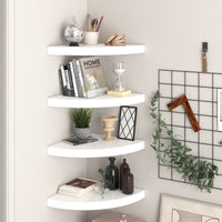 323909  Floating Corner Shelves 4 pcs High Gloss White 35x35x3,8 cm MDF 323909