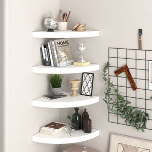 323909  Floating Corner Shelves 4 pcs High Gloss White 35x35x3,8 cm MDF 323909