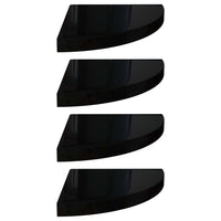 Scaffali Angolari a Parete 4 pz Nero Lucido 35x35x3,8 cm MDF 323912