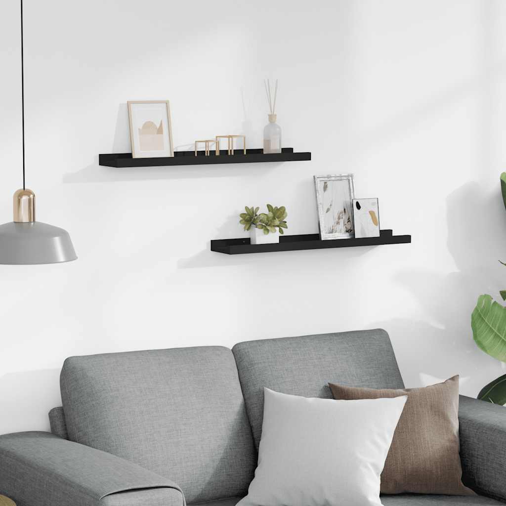 Mensole con Sporgenza 2 pz Nere 60x9x3 cm MDF 323932