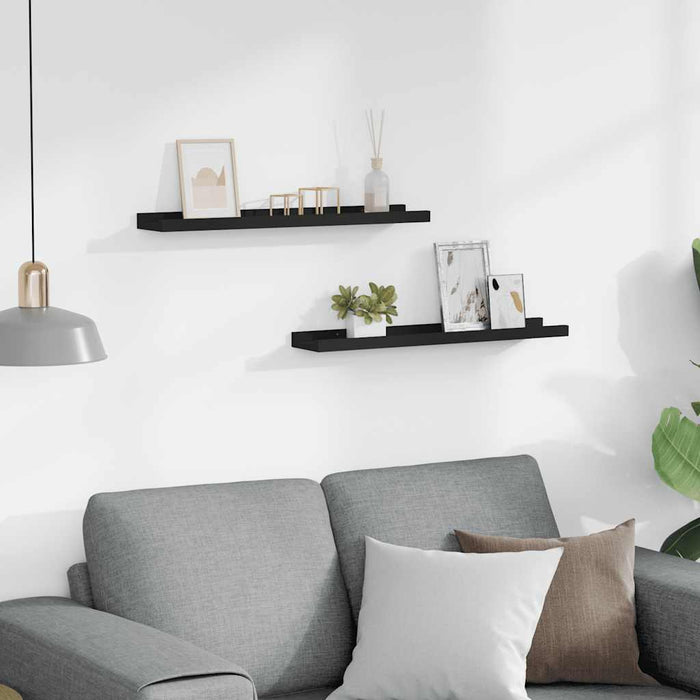 Mensole con Sporgenza 2 pz Nere 60x9x3 cm MDF 323932