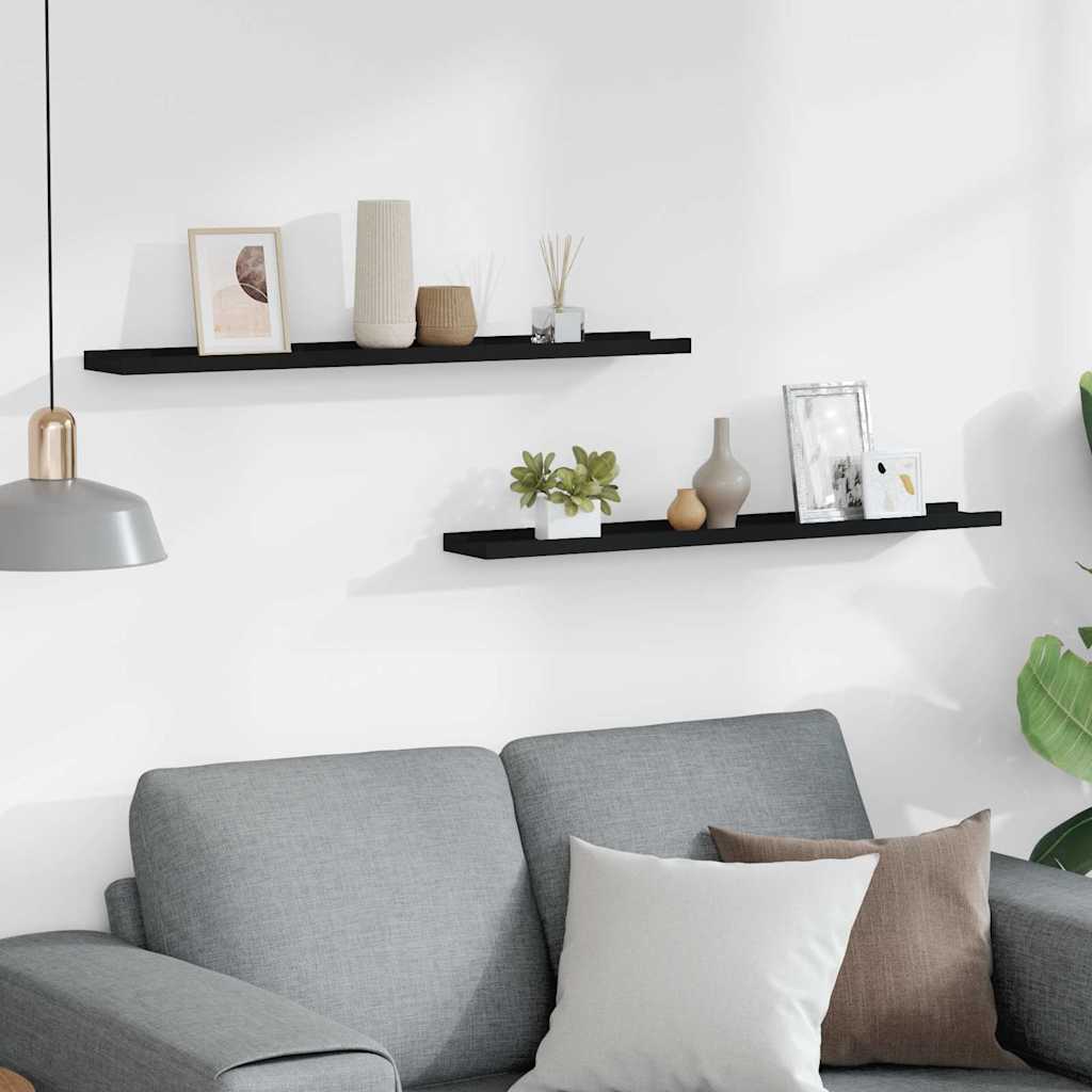 Mensole Loggia per Foto 2 pz Nere 80x9x3 cm in MDF 323933