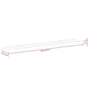 Mensole Loggia per Foto 2 pz Nere 80x9x3 cm in MDF 323933