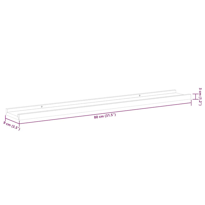 Mensole Loggia per Foto 2 pz Nere 80x9x3 cm in MDF 323933