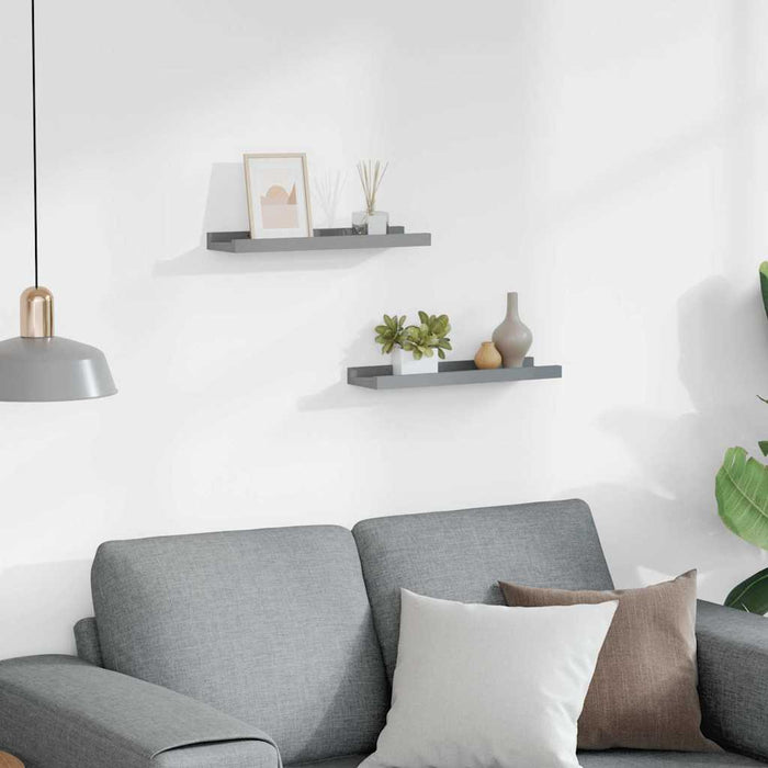 Mensole Loggia per Foto 2 pz Grigie 40x9x3 cm in MDF 323934