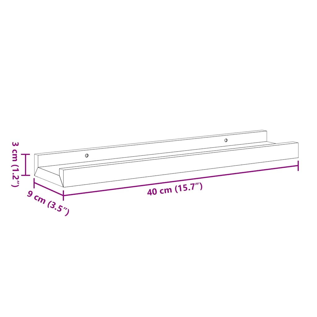 Mensole Loggia per Foto 2 pz Grigie 40x9x3 cm in MDF 323934