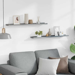 Mensole Loggia per Foto 2 pz Grigie 80x9x3 cm in MDF 323936