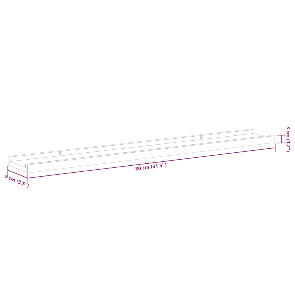 Mensole Loggia per Foto 2 pz Grigie 80x9x3 cm in MDF 323936