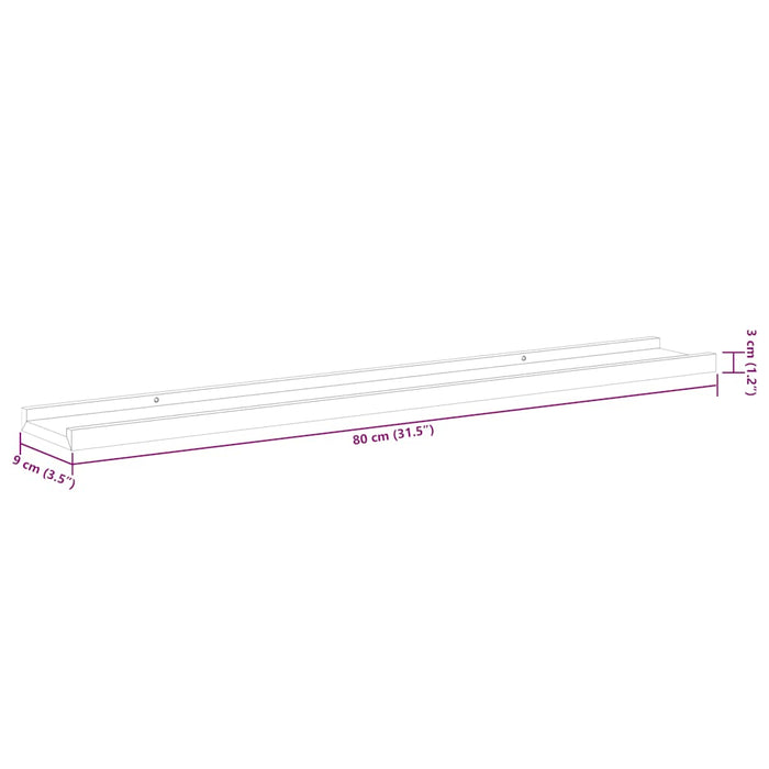 Mensole Loggia per Foto 2 pz Grigie 80x9x3 cm in MDF 323936