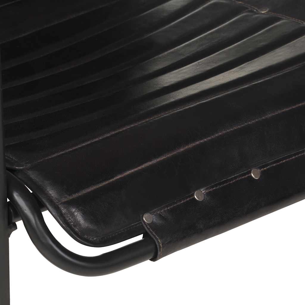 Poltrona Relax con Poggiapiedi Nera in Vera Pelle 323729