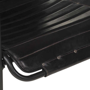 Poltrona Relax con Poggiapiedi Nera in Vera Pelle 323729