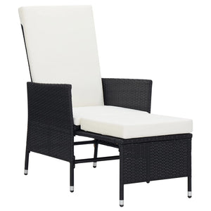 Sedia da Giardino Reclinabile con Cuscino in Polyrattan Nero 310228