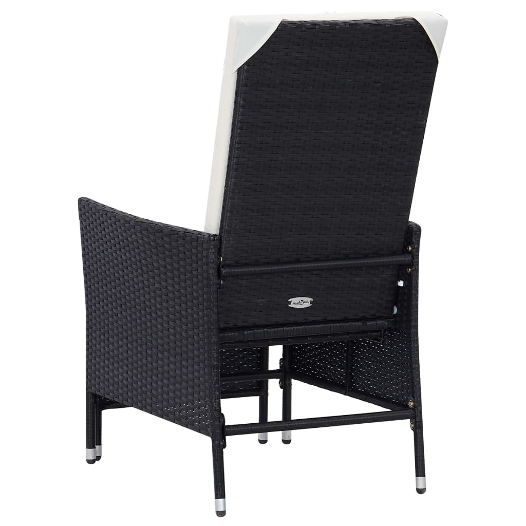 Sedia da Giardino Reclinabile con Cuscino in Polyrattan Nero 310228