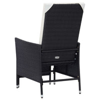 Sedia da Giardino Reclinabile con Cuscino in Polyrattan Nero 310228
