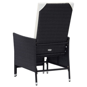 Sedia da Giardino Reclinabile con Cuscino in Polyrattan Nero 310228