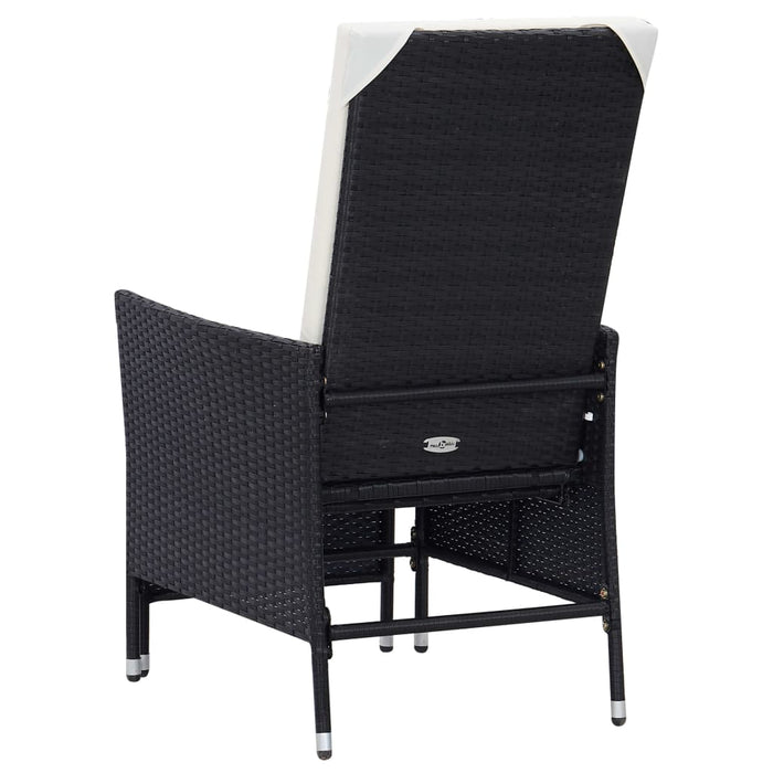 Sedia da Giardino Reclinabile con Cuscino in Polyrattan Nero 310228
