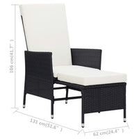 Sedia da Giardino Reclinabile con Cuscino in Polyrattan Nero 310228