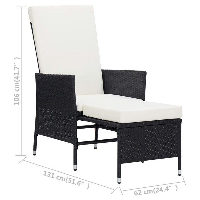 Sedia da Giardino Reclinabile con Cuscino in Polyrattan Nero 310228