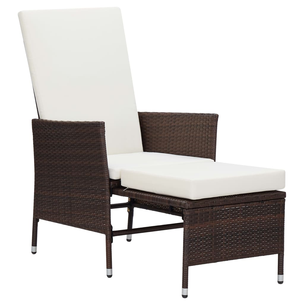 Sedia da Giardino Reclinabile con Cuscino in Polyrattan Marrone cod mxl 24904