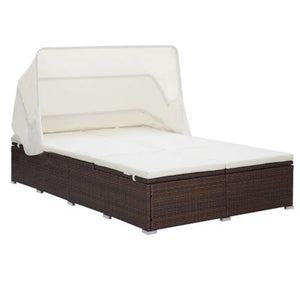 Lettino Prendisole a 2 Posti con Cuscino in Polyrattan Marrone cod mxl 71174