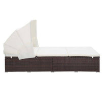 Lettino Prendisole a 2 Posti con Cuscino in Polyrattan Marrone cod mxl 71174
