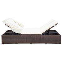 Lettino Prendisole a 2 Posti con Cuscino in Polyrattan Marrone cod mxl 71174