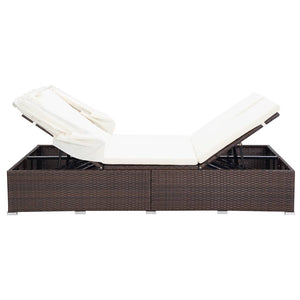 Lettino Prendisole a 2 Posti con Cuscino in Polyrattan Marrone cod mxl 71174