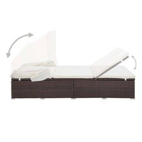 Lettino Prendisole a 2 Posti con Cuscino in Polyrattan Marrone cod mxl 71174
