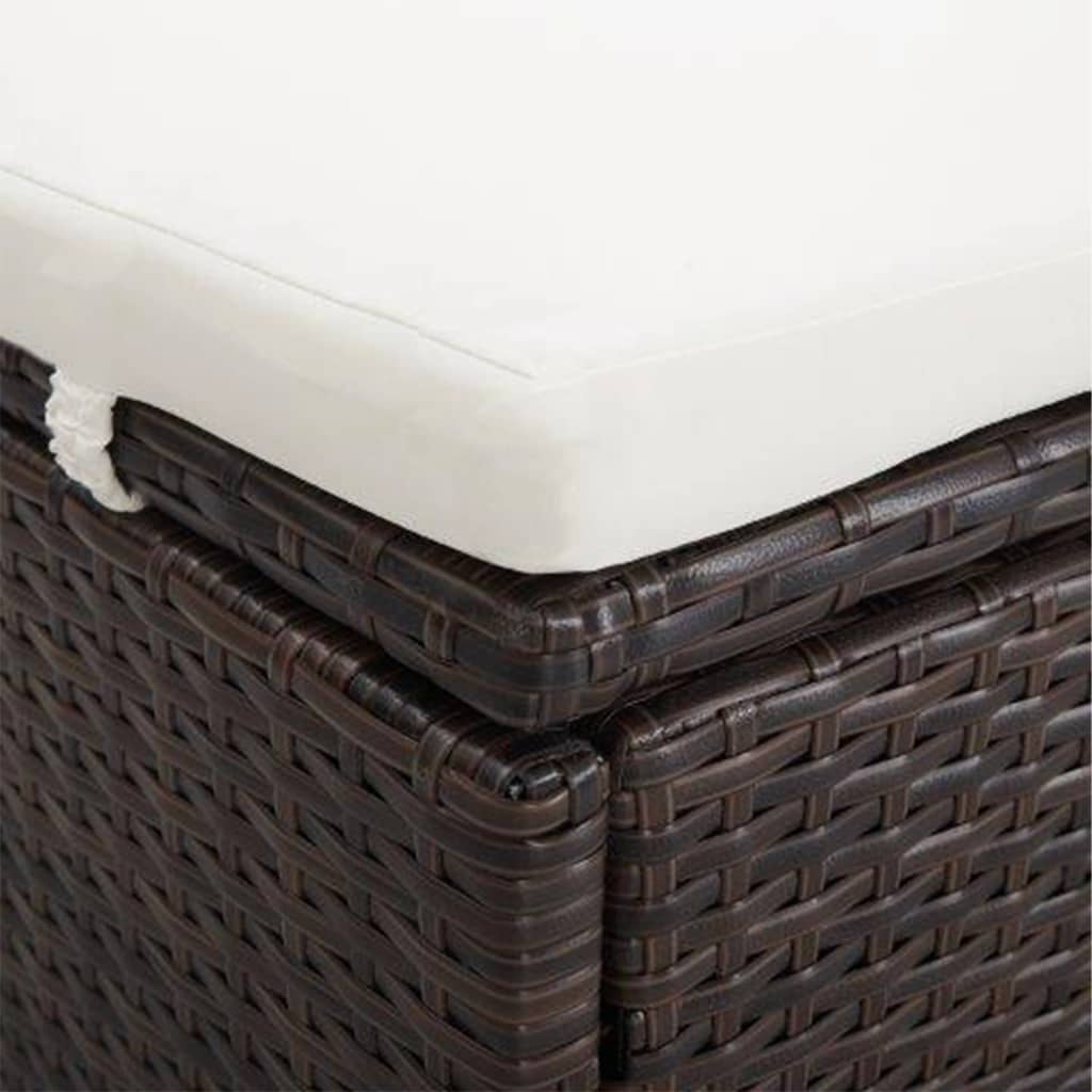 Lettino Prendisole a 2 Posti con Cuscino in Polyrattan Marrone cod mxl 71174