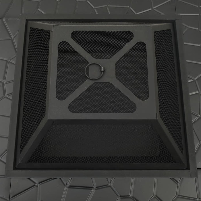 Braciere da Giardino con Attizzatoio 81x81x47 cm XXL in Acciaio