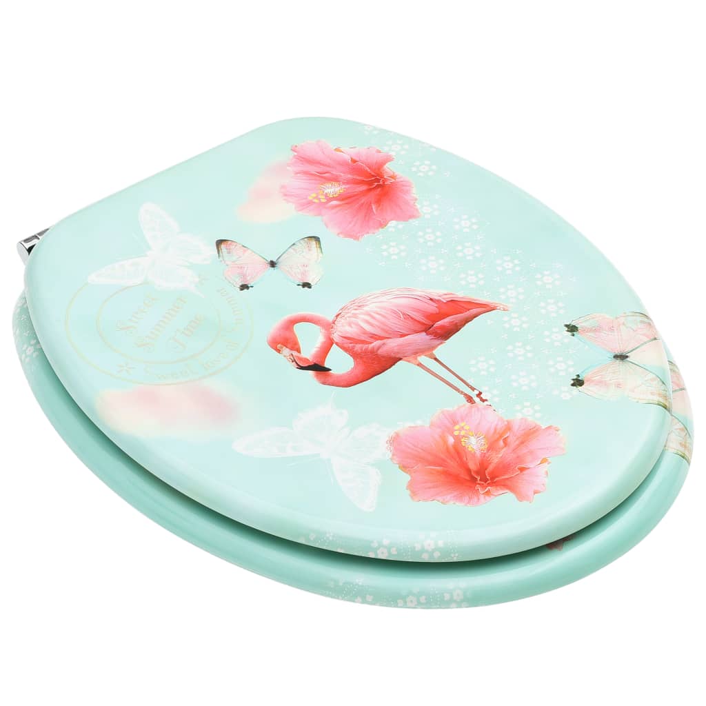Set di due copriwater con coperchi a chiusura ammortizzata MDF Flamingo design 02_0002973