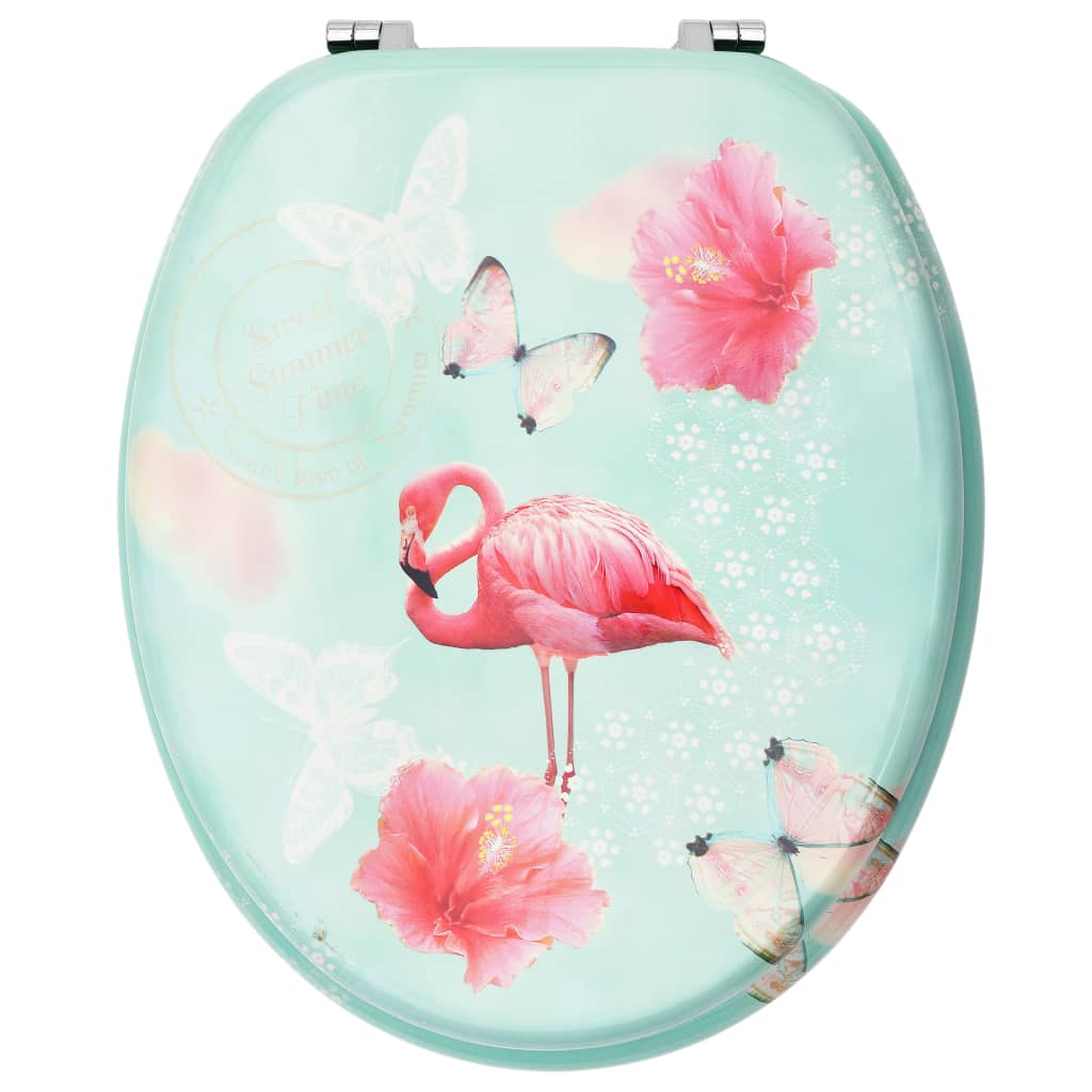 Set di due copriwater con coperchi a chiusura ammortizzata MDF Flamingo design 02_0002973