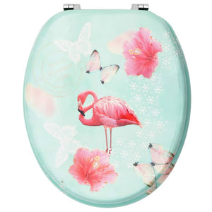 Set di due copriwater con coperchi a chiusura ammortizzata MDF Flamingo design 02_0002973